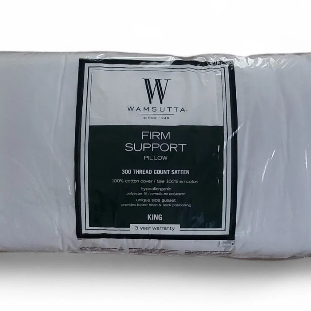 New Authentic Wamsutta Firm Support Pillow - Classic White. King Size.